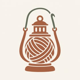 Crochet Lantern logo: a lantern with a ball of yarn and a crochet hook handle